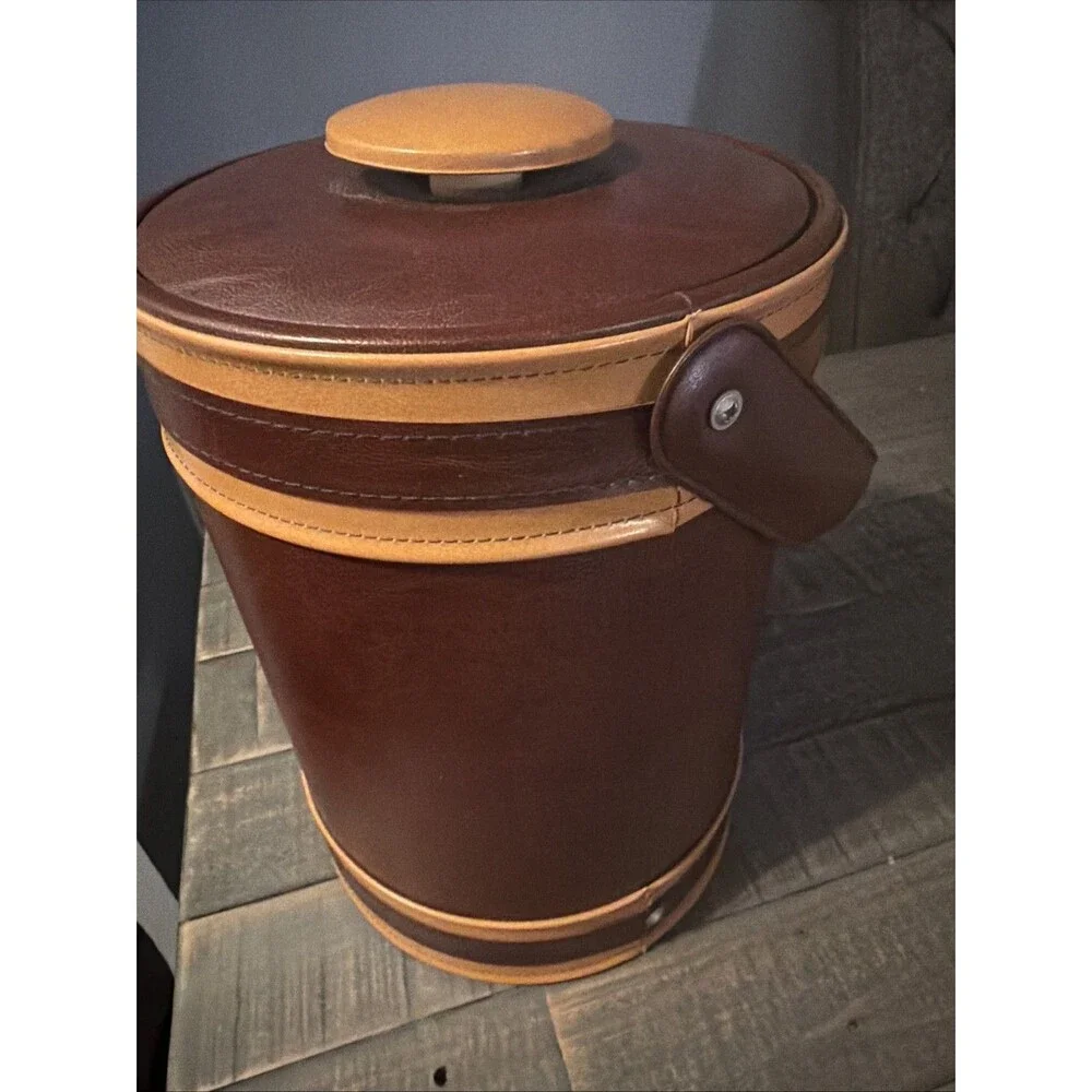 George Briard ︱Ice Bucket︱NEW︱MCM︱Vintage︱w/ Tags︱Brown Leather︱USA